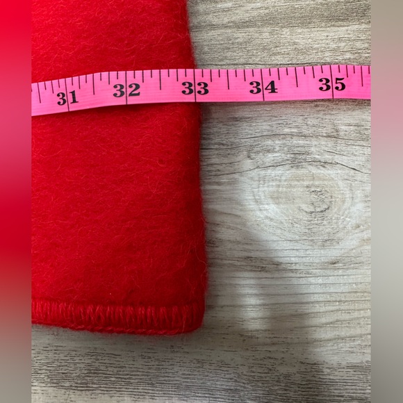 Red Alpaca Wool Blend Fringe Rectangle Scarf - Picture 6 of 6